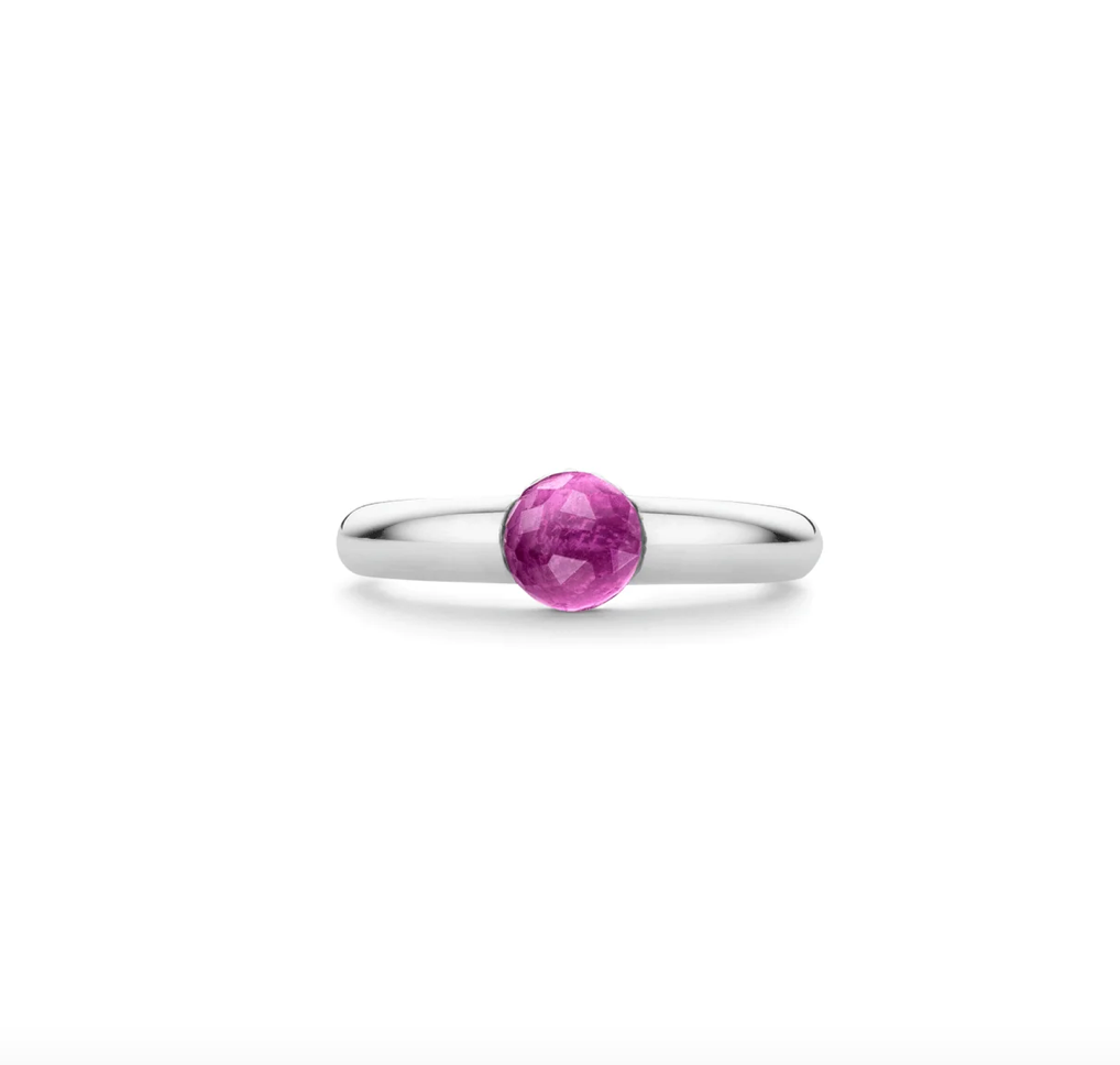 Anello in argento con cristallo rosa e pavè Ti Sento - Milano