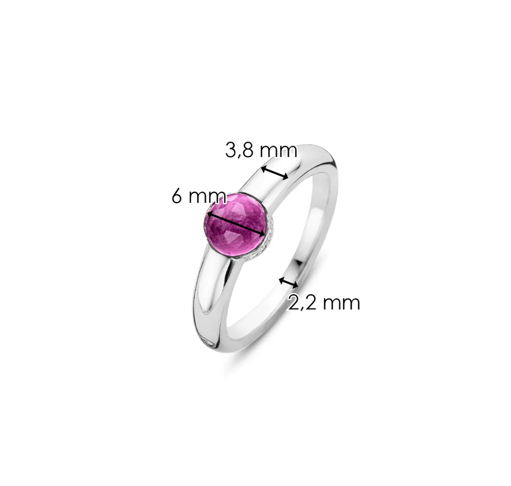 Anello in argento con cristallo rosa e pavè Ti Sento - Milano