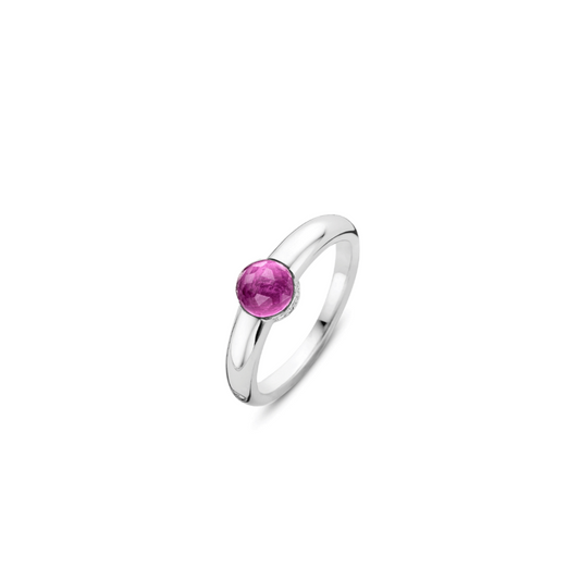 Silver ring with pink crystal and pavé Ti Senti - Milan