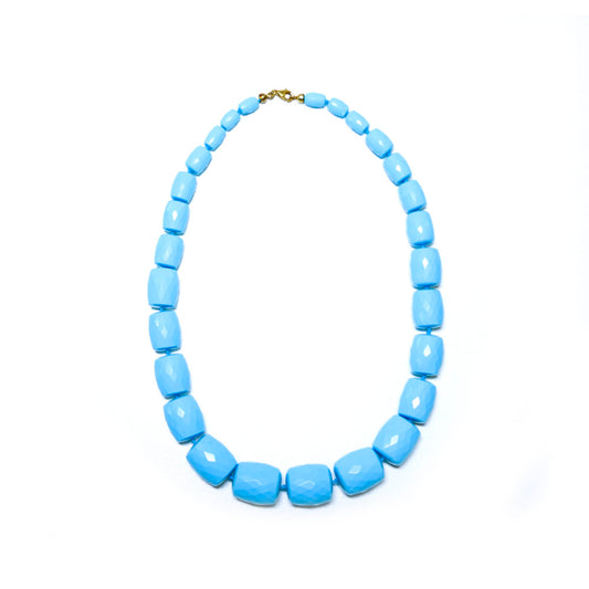 Collier artisanal en pâte turquoise facettée