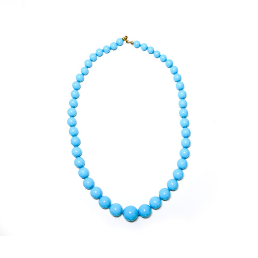 Collier artisanal en pâte turquoise sphérique