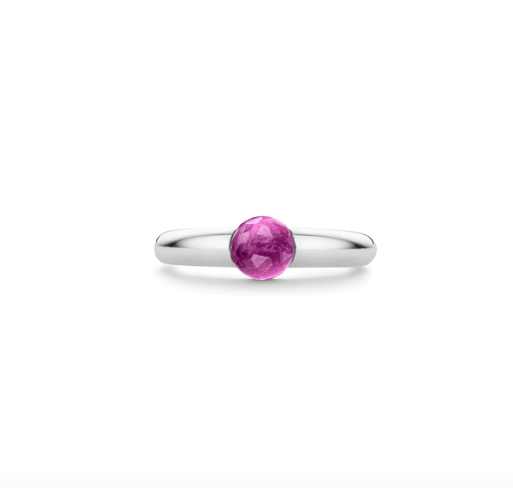 Silver ring with pink crystal and pavé Ti Senti - Milan