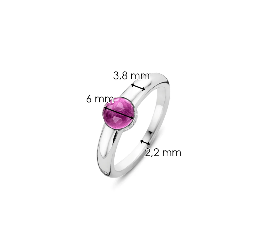 Silver ring with pink crystal and pavé Ti Senti - Milan