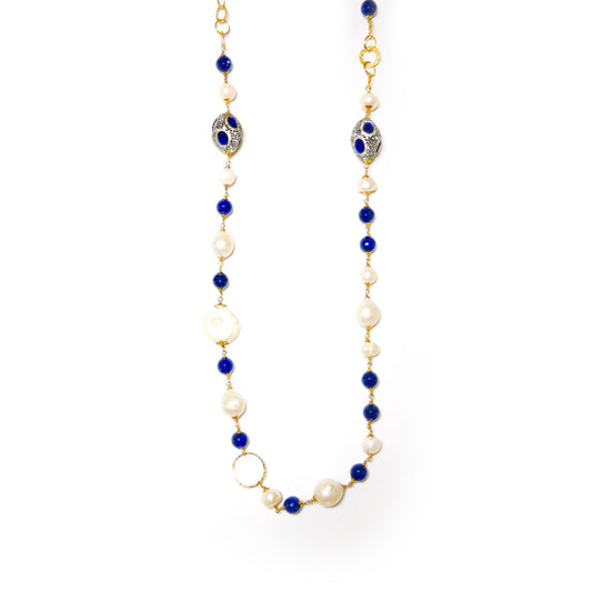 Collana artigianale di agata blu